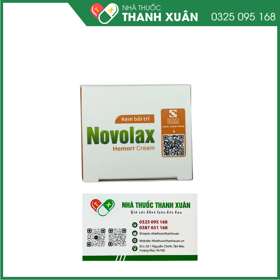 Novolax Hemorr Cream - Giảm đau, ngứa rát hậu môn, hỗ trợ co hồi búi trĩ